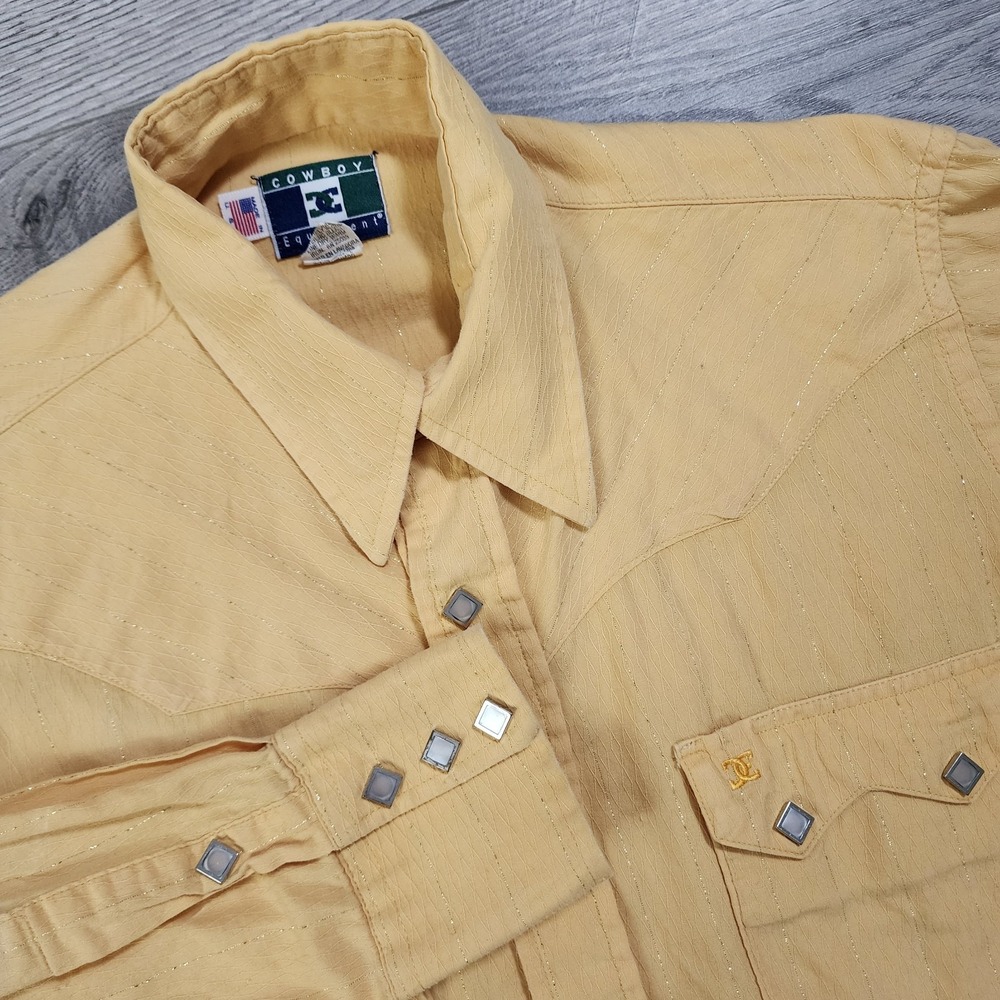 VTG Cowboy Equipment Men's Size S Long Tall Long Sleeve Shirt Western‎ READ